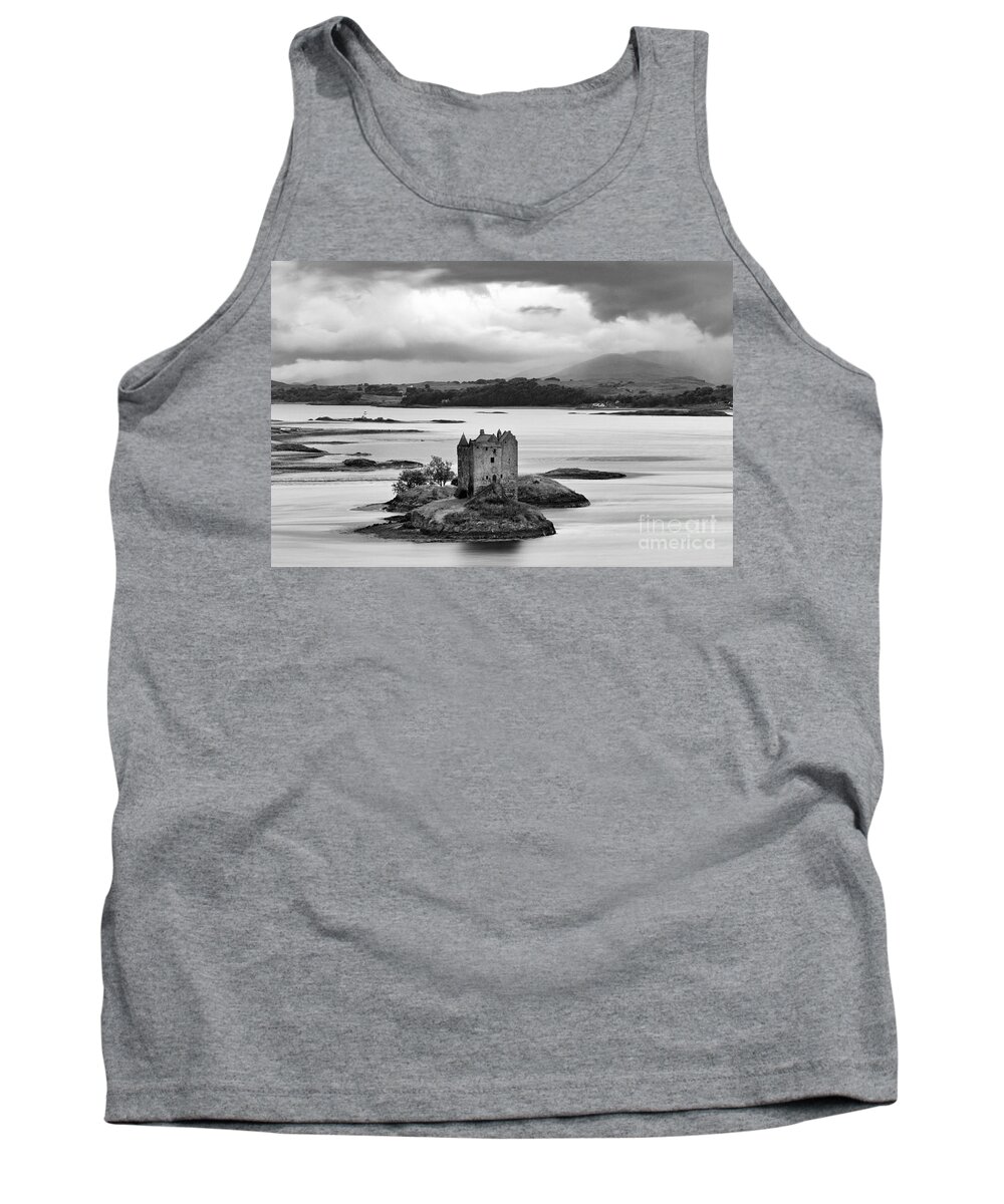 Black Tank Top featuring the photograph Castle Stalker - D002192bw by Daniel Dempster