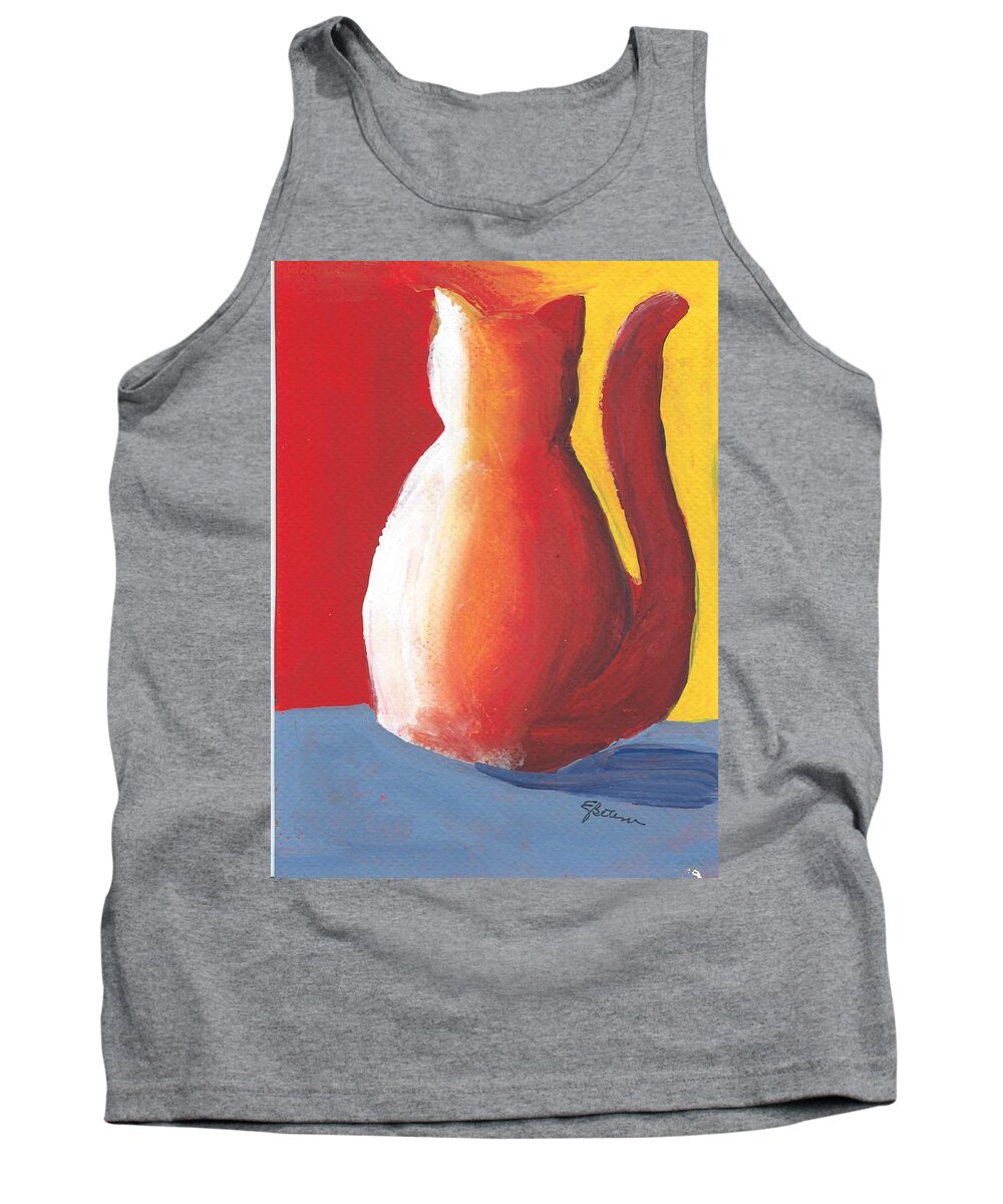 Abstract Cat Tank Top featuring the painting Cat #1 by Elise Boam