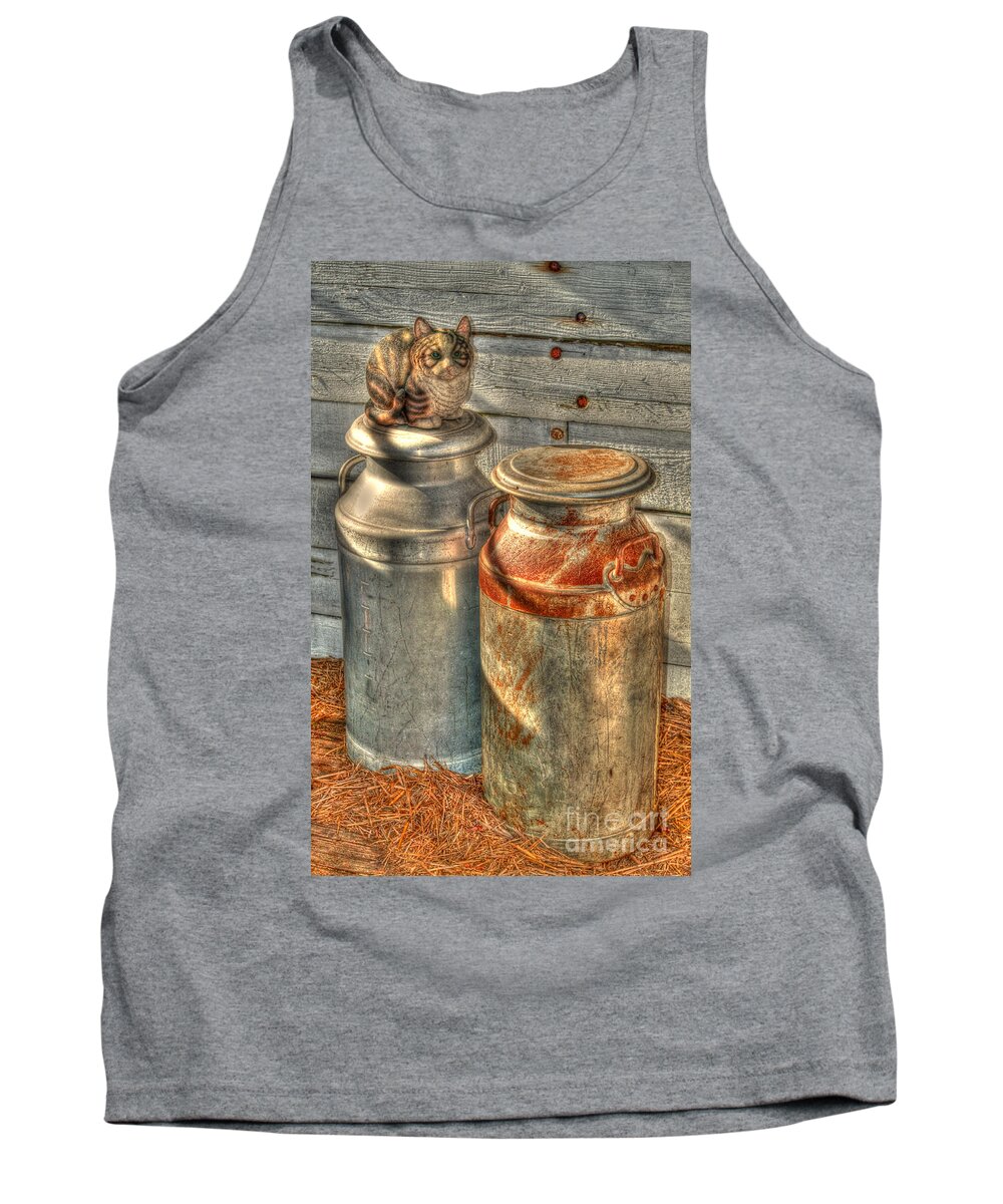 Cat Tank Top featuring the photograph Cat and the Churns by Chris Thaxter
