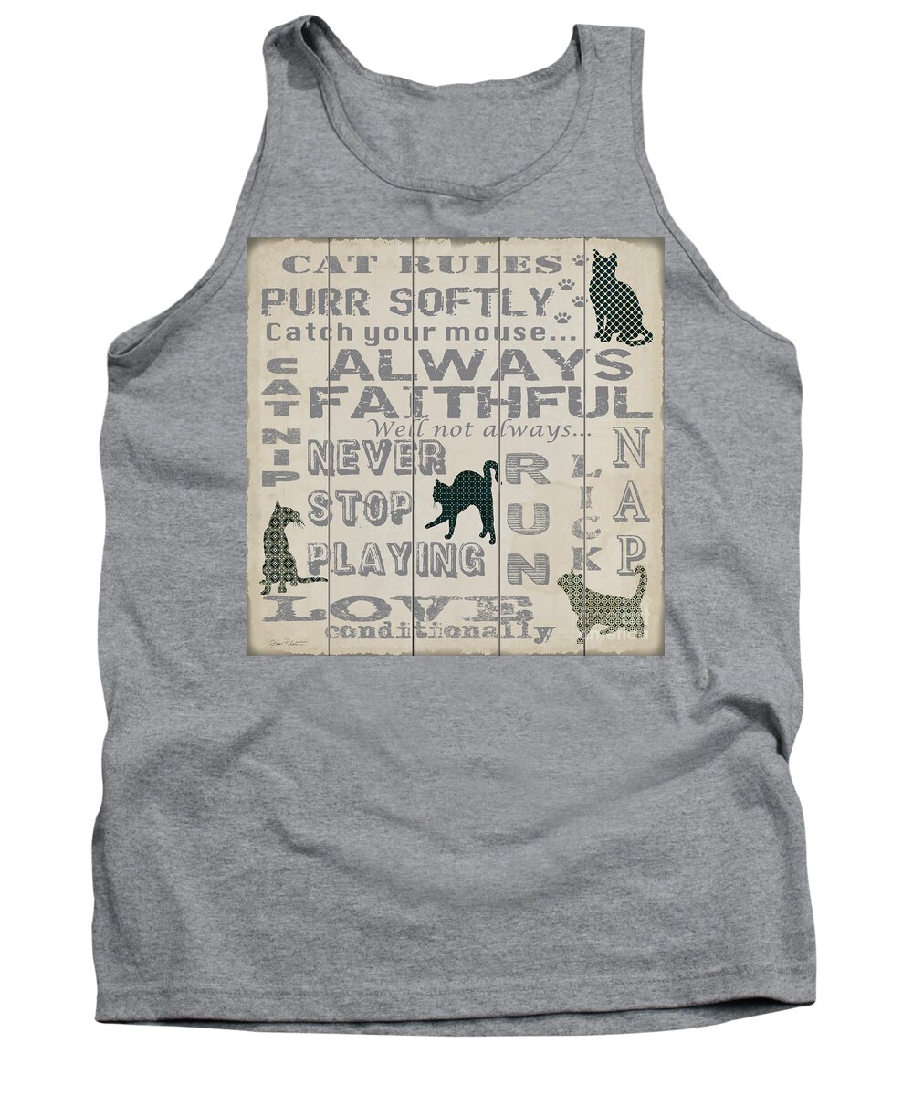 Wall Art Tank Top featuring the painting Cat Rules-JP3038 by Jean Plout