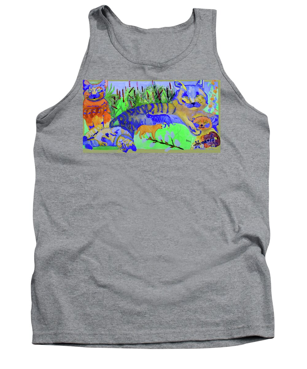Cats Tank Top featuring the painting Cats and a Fiddle by Sandy McIntire