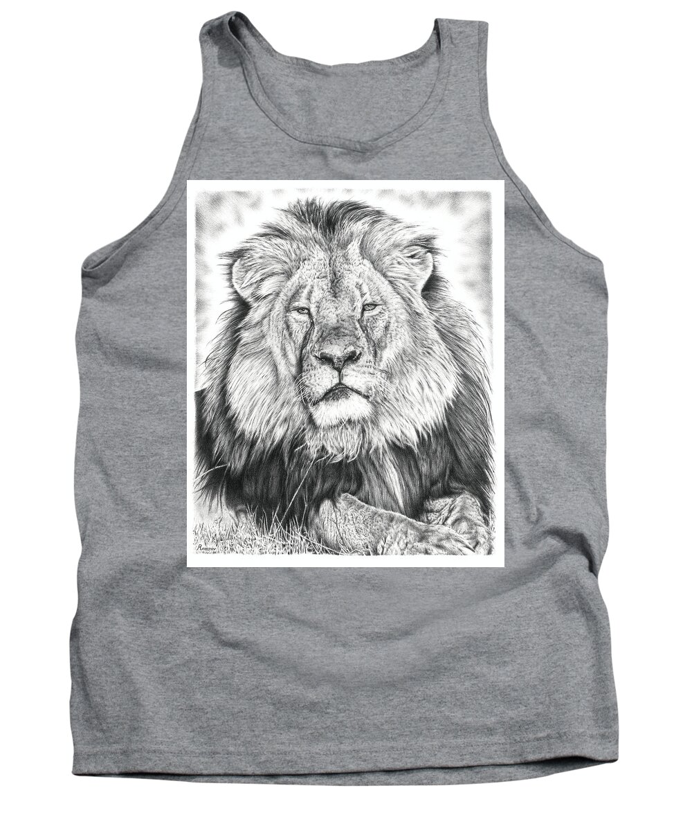 Cecil The Lion Tank Top featuring the drawing Cecil The Lion by Casey 'Remrov' Vormer