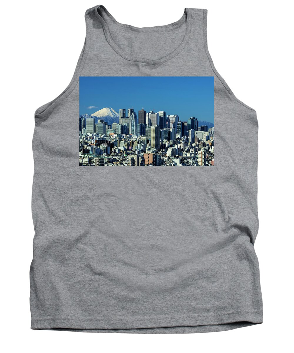 Mt. Fuji Tank Top featuring the photograph Central Tokyo and Mt. Fuji by Ponte Ryuurui