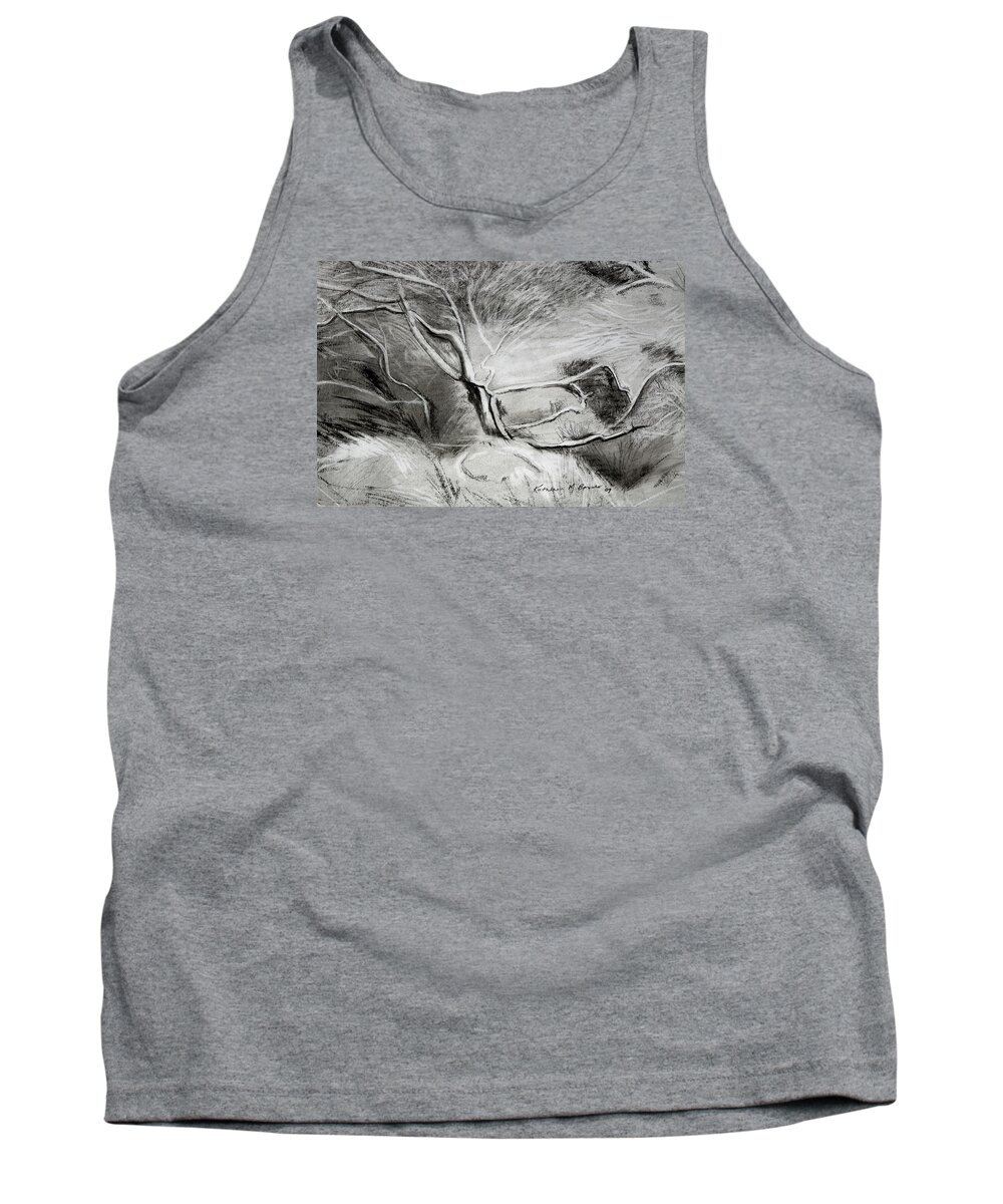  Tank Top featuring the painting Charcoal Tree by Kathleen Barnes
