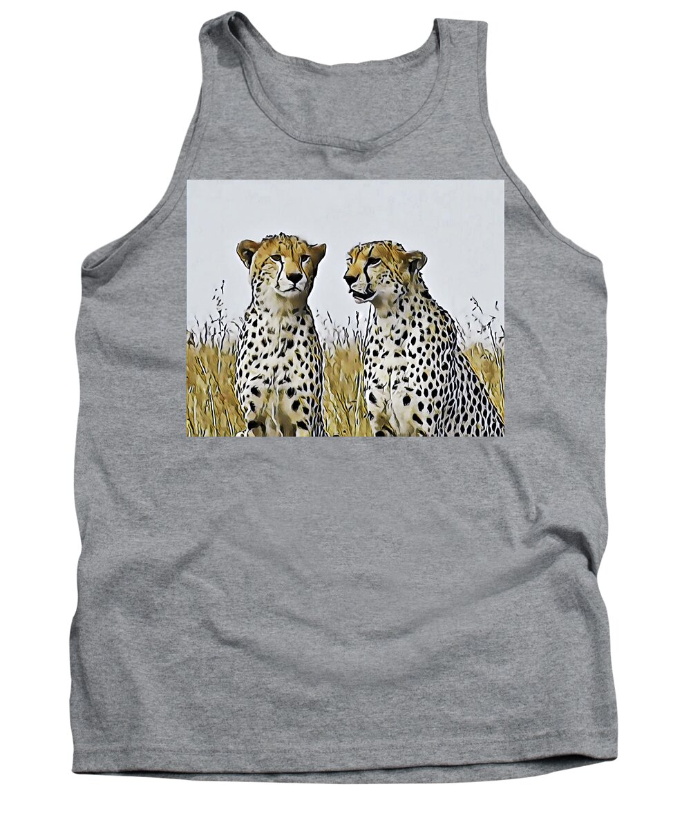 Cheetah Tank Top featuring the photograph Cheetah Brothers by Gini Moore