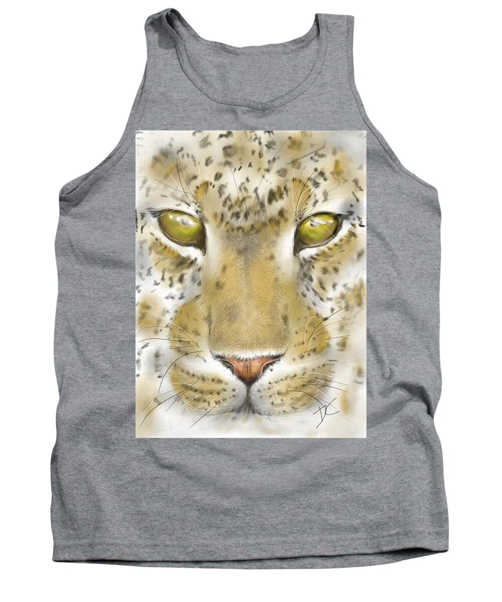 Face Tank Top featuring the digital art Cheetah face by Darren Cannell