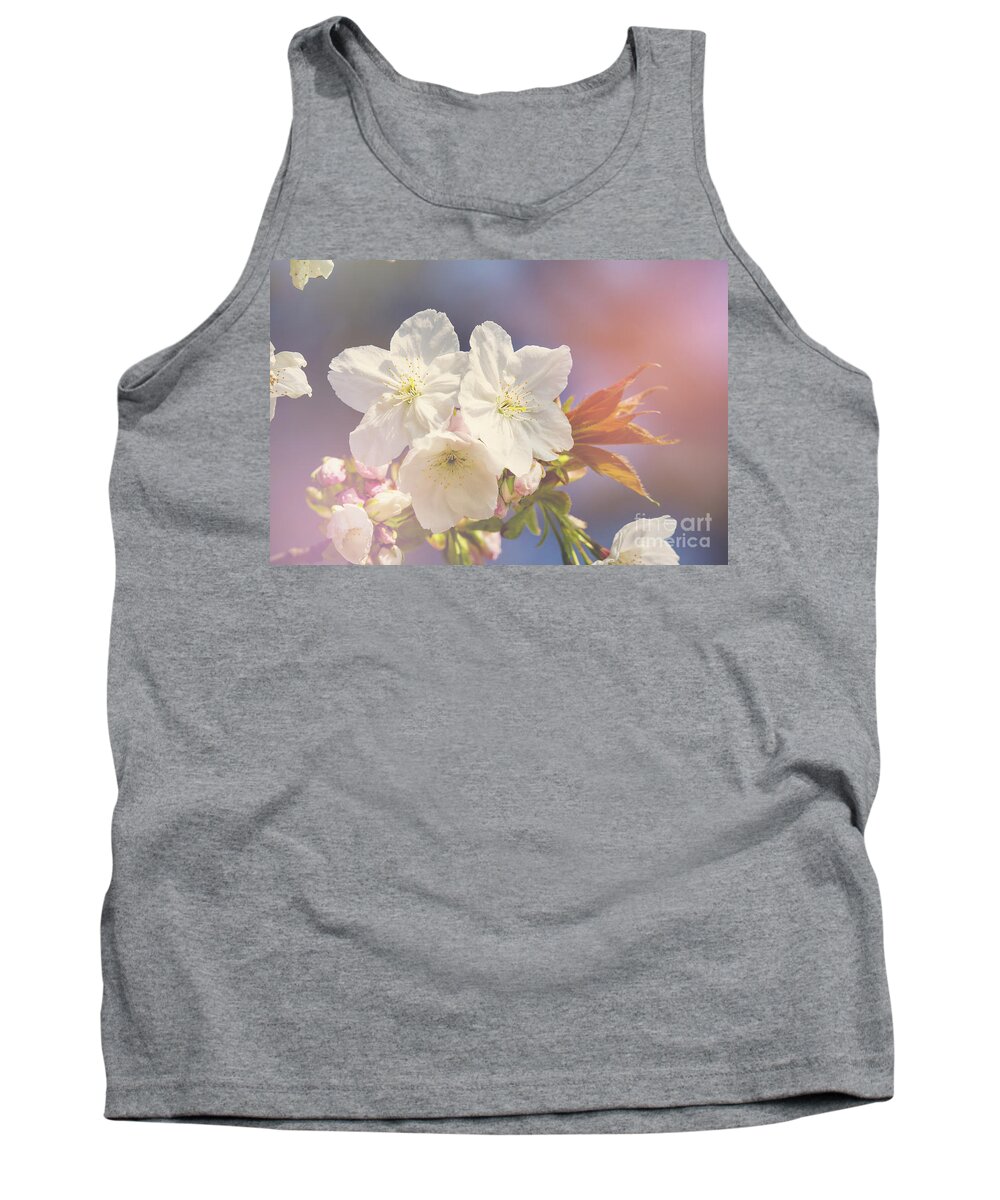 Cherry Tank Top featuring the photograph Cherry blossom in sunlight by Jane Rix