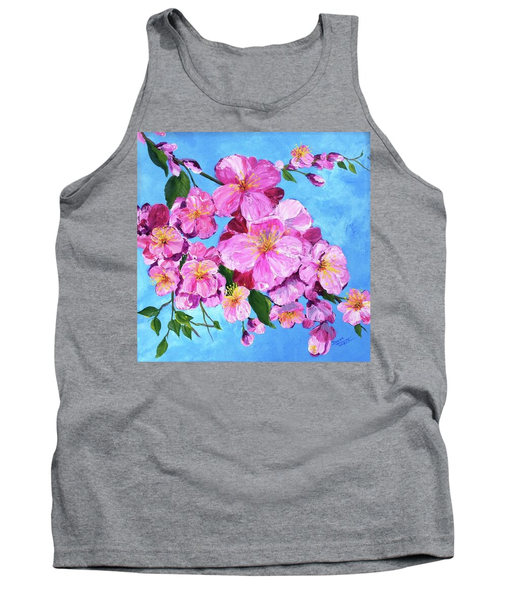 Spring Tank Top featuring the painting Cherry Blossoms by Donna Tucker
