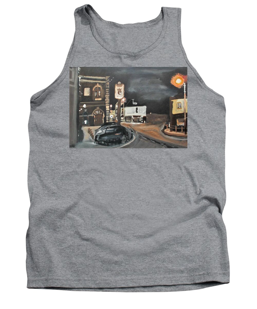 Chertsey Tank Top featuring the painting Chertsey at night 1 by Carole Robins