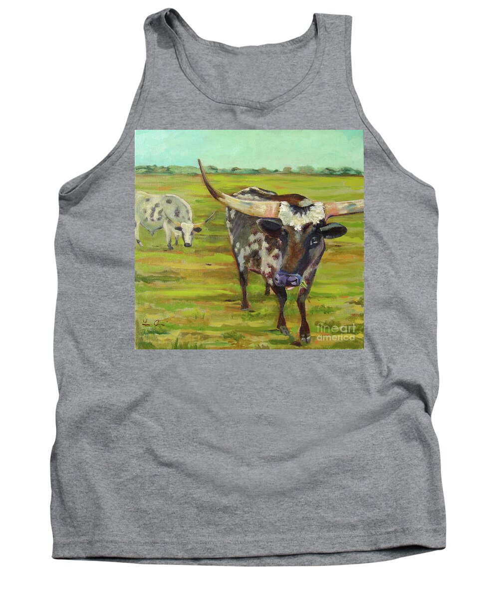 Cattle Tank Top featuring the painting Chew by Lilibeth Andre