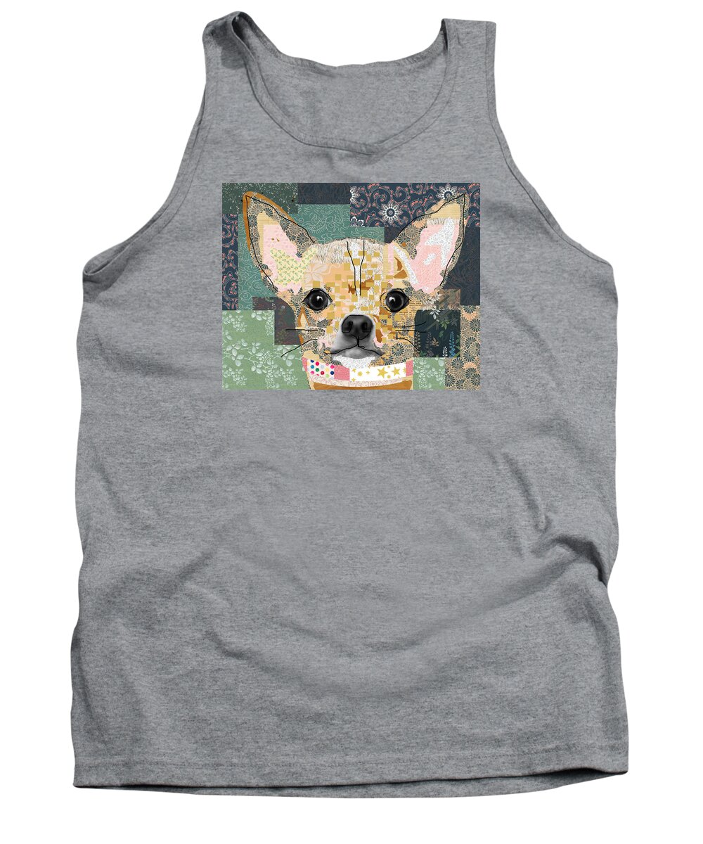 Chihuahua Tank Top featuring the mixed media Chihuahua Collage by Claudia Schoen