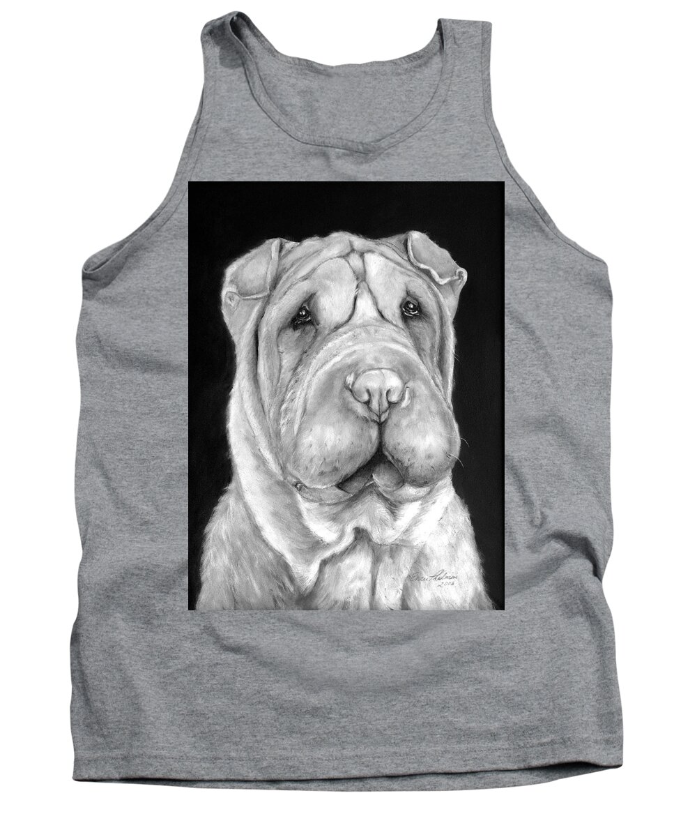 Sharpei Tank Top featuring the painting Chinese Sharpei by Portraits By NC