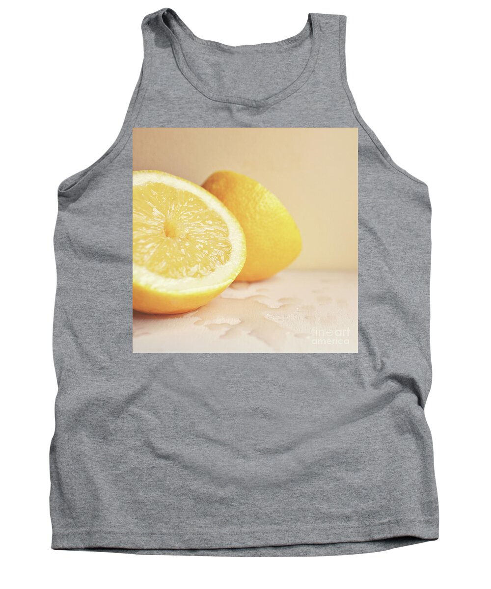 Fruit Tank Top featuring the photograph Chopped lemon by Lyn Randle
