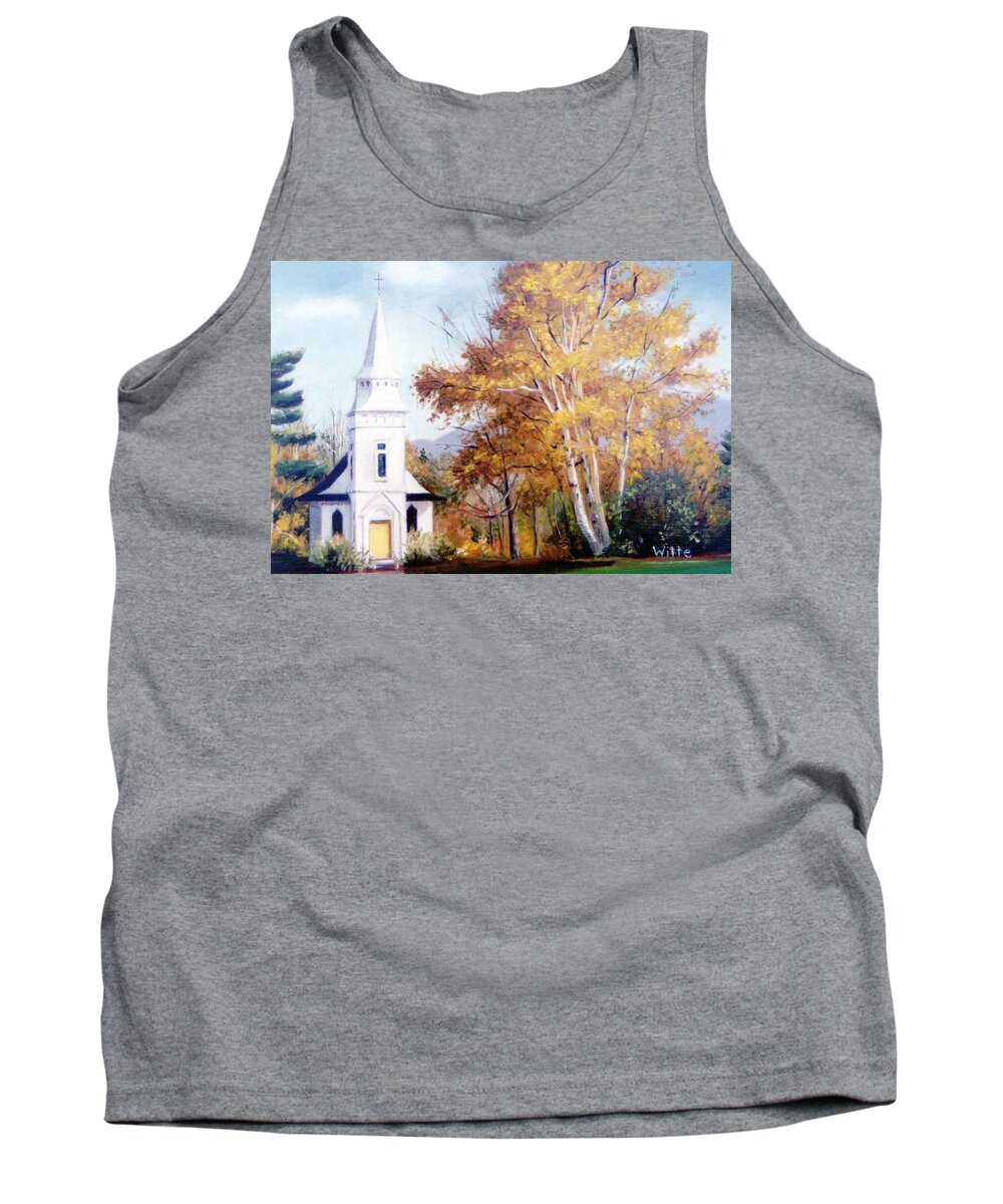 Church With Steeple Tank Top featuring the painting Church at Sugar Hill by Marie Witte