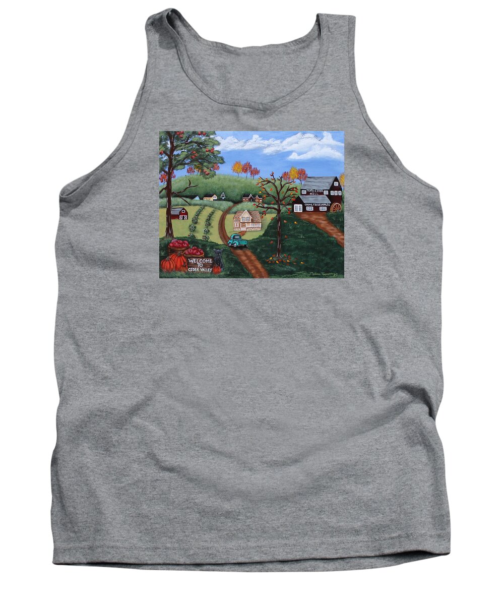 Landscape Tank Top featuring the painting Cider Valley by Melissa Toppenberg
