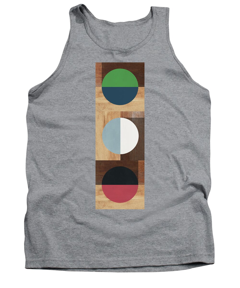 Modern Tank Top featuring the mixed media Cirkel Trio- Art by Linda Woods by Linda Woods