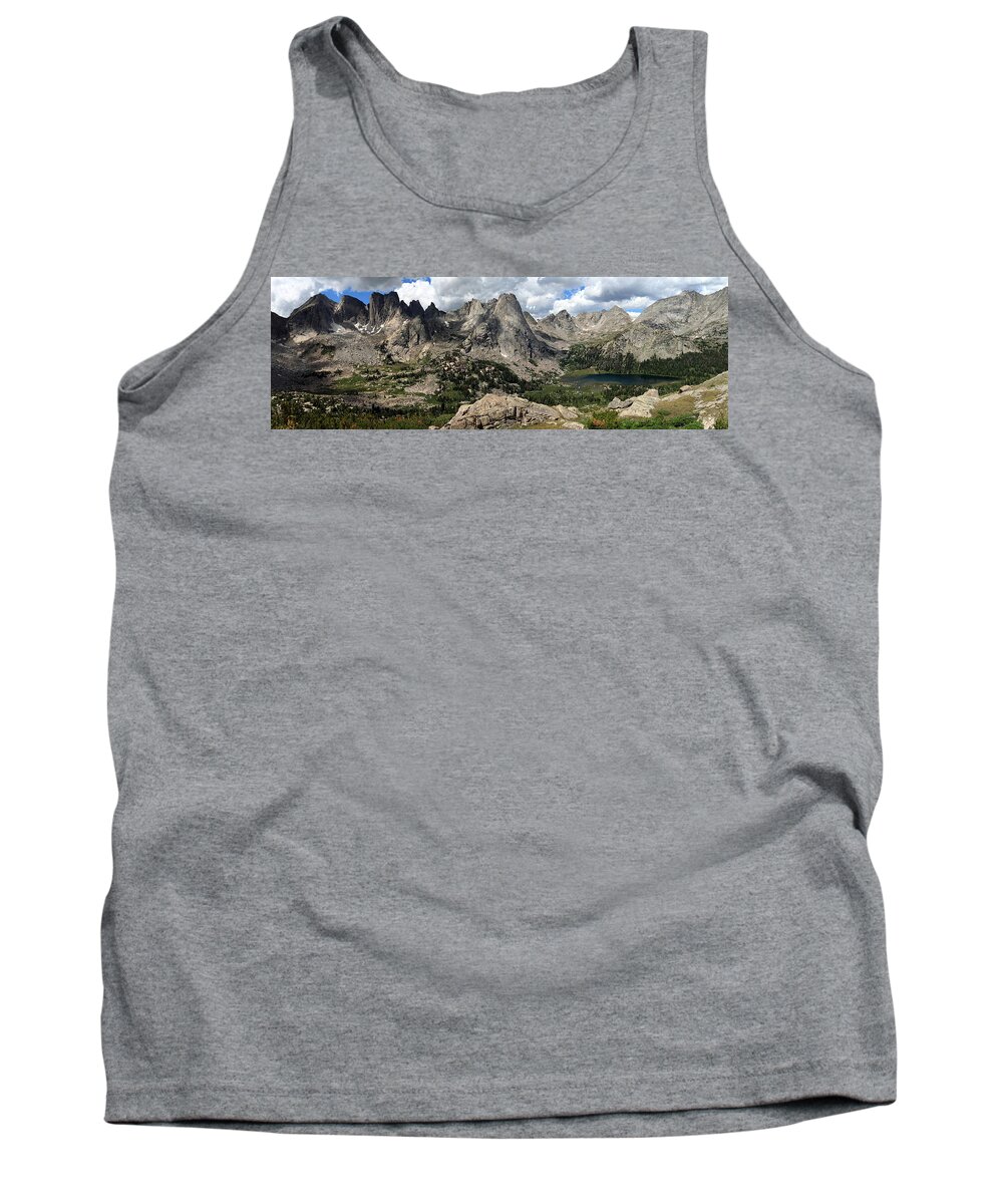 Wyoming Tank Top featuring the photograph Cirque of the Towers Panoramic by Brett Pelletier
