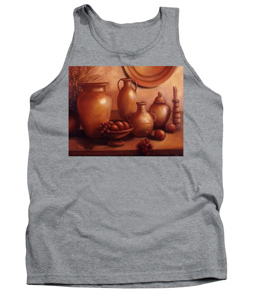 Clay Tank Top featuring the painting Clay Pots by Lynne Pittard
