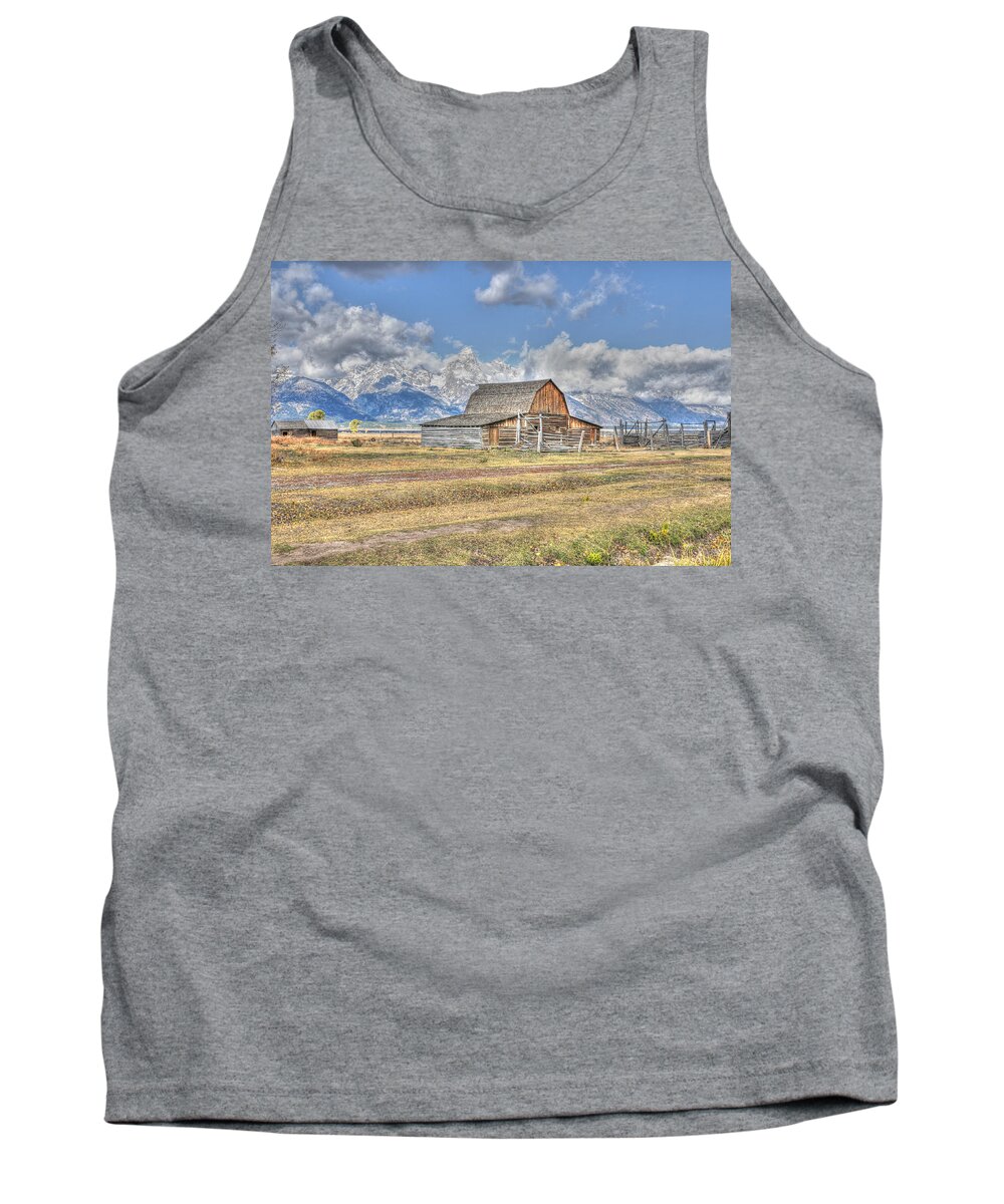 Teton Tank Top featuring the photograph Clouds and Barn by David Armstrong