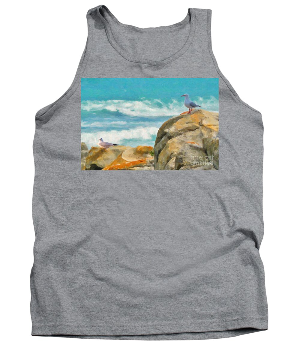 Coast Tank Top featuring the painting Coastal Rocks by Chris Armytage