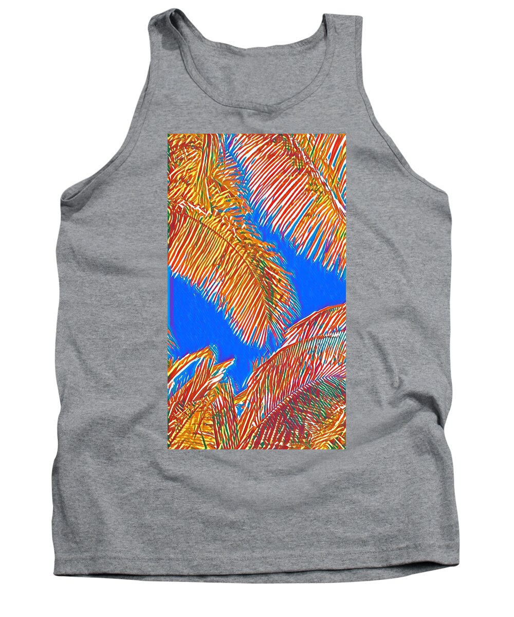 #flowersofaloha #coconutpalms #redandblue Tank Top featuring the photograph Coconut Palms in Red and Blue by Joalene Young