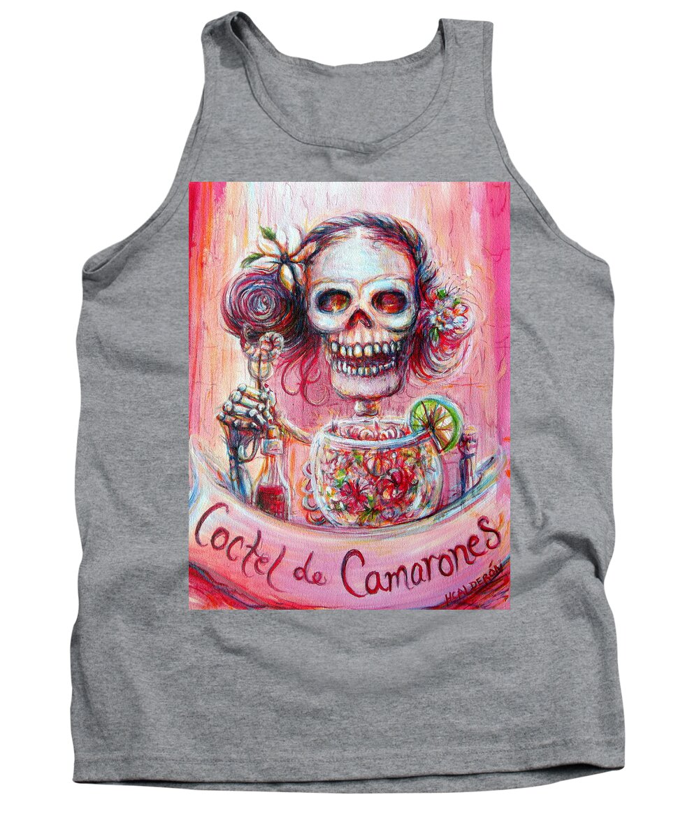 Shrimp Cocktail Tank Top featuring the painting Coctel de Camarones by Heather Calderon