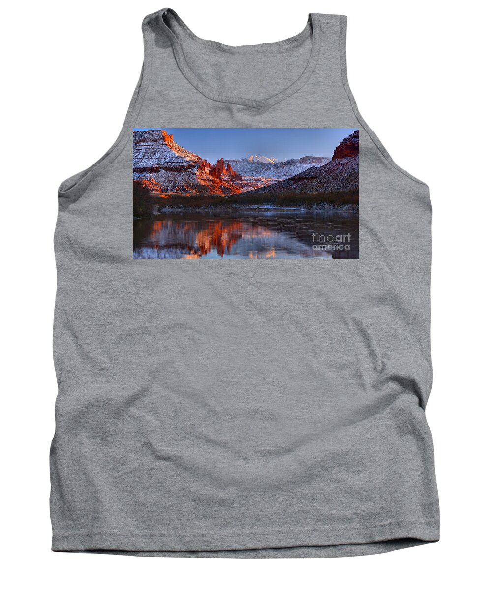 Fisher Towers Tank Top featuring the photograph Colorado River Sunset Panorama by Adam Jewell