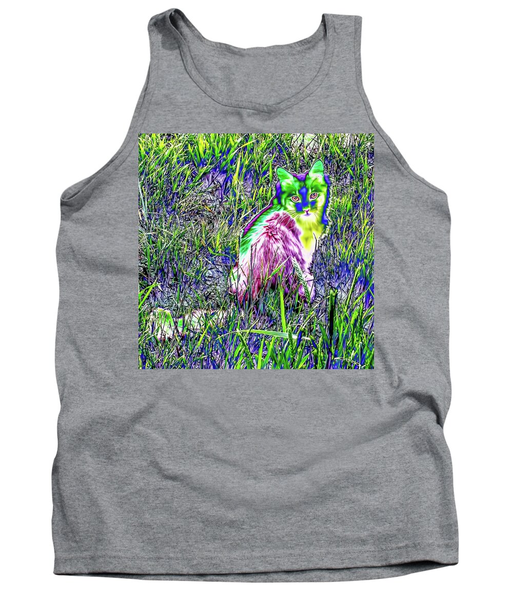 Kitty Tank Top featuring the photograph Colorful Kitty by Jennifer Grossnickle