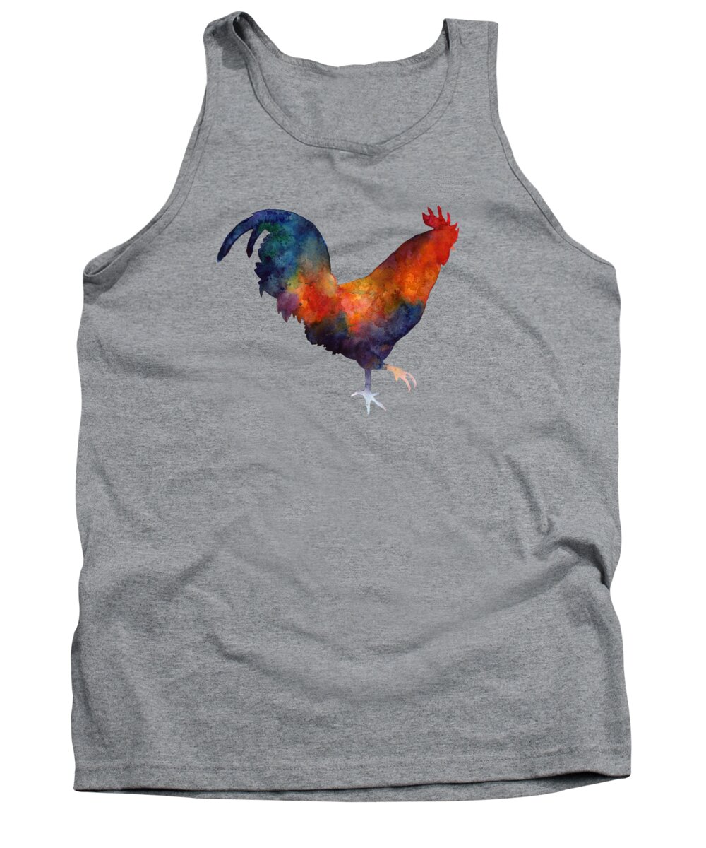 Rooster Tank Top featuring the painting Colorful Rooster by Hailey E Herrera