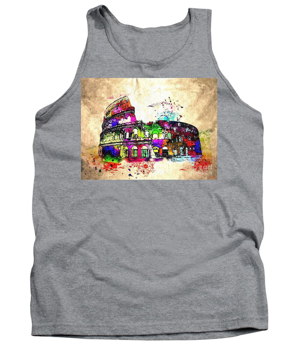 Colosseo Grunge Tank Top featuring the mixed media Colosseo Grunge by Daniel Janda