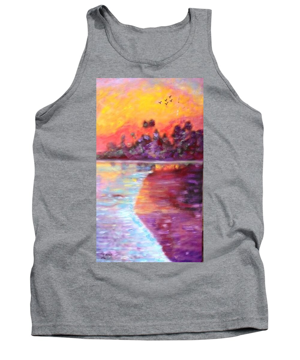Sea Shore Tank Top featuring the painting Colourful sea shore by Sam Shaker