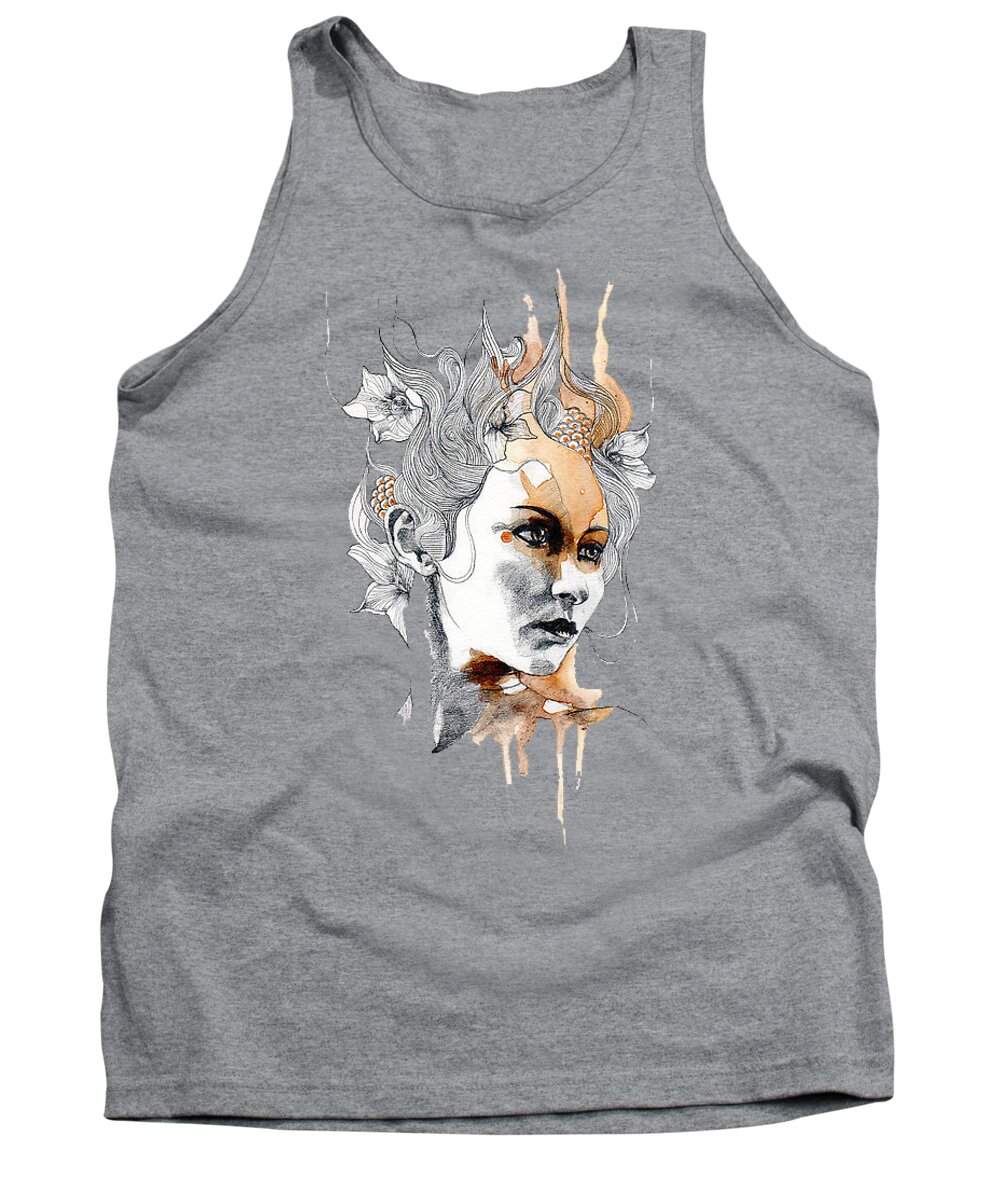 Faces Tank Top featuring the painting Concerned T-shirt by Herb Strobino