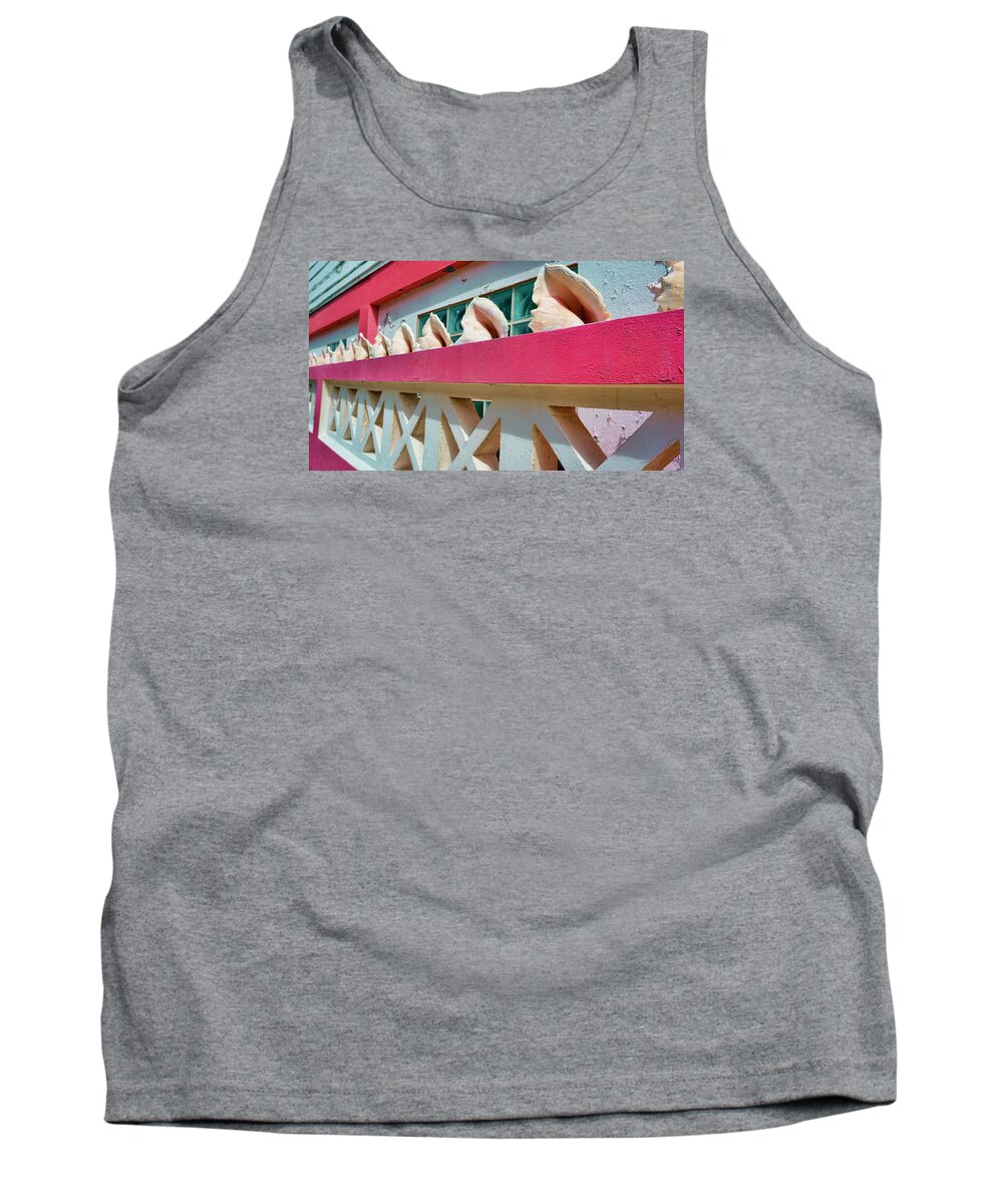 Belize Tank Top featuring the photograph Conch Shells on a Pink Wall - Ambergris Caye, Belize by Waterdancer