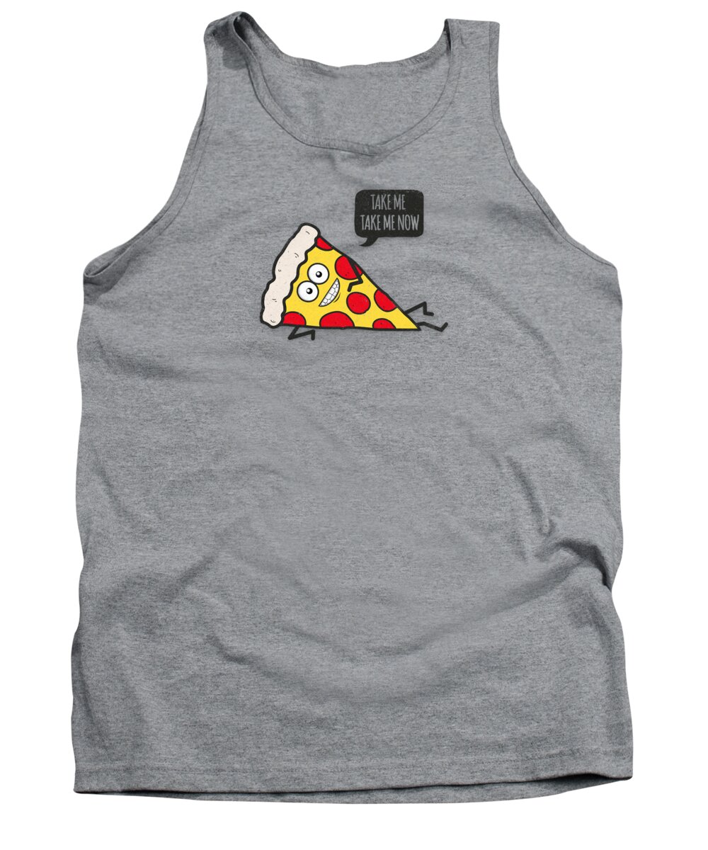 Pizza Tank Top featuring the digital art Cool and Trendy Pizza Pattern in Super Acid green  turquoise  blue by Philipp Rietz
