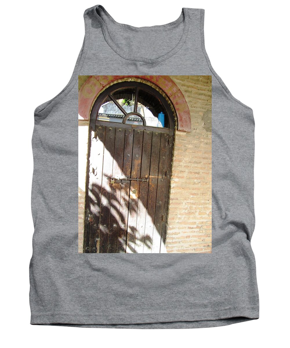 Cordoba Tank Top featuring the photograph Cordoba Antique Crooked Wooden Door Spain by John Shiron