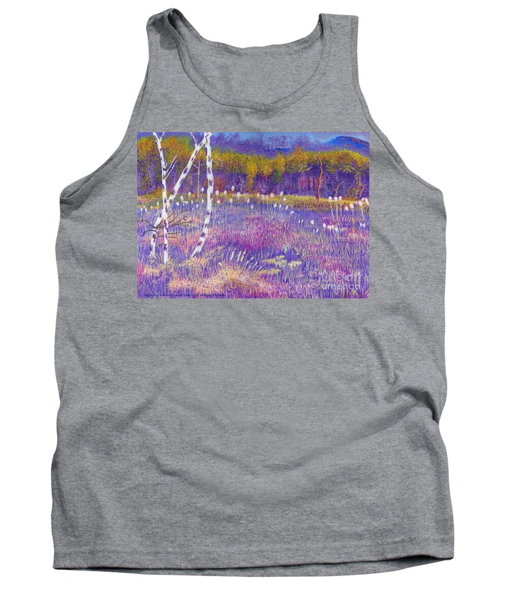 Cors Caron Tank Top featuring the painting Cors Caron bulrushes with Purple Grasses by Edward McNaught-Davis