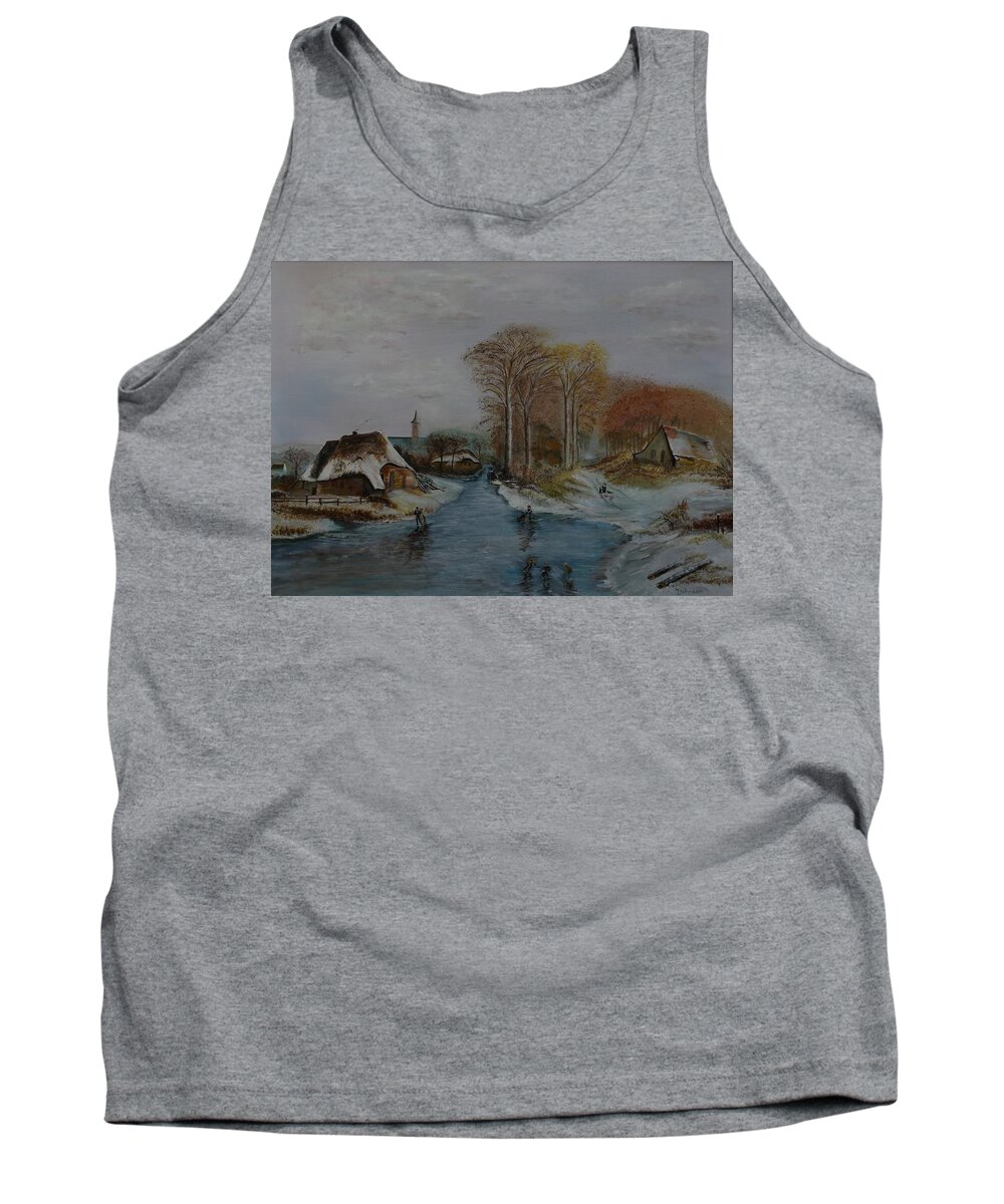 Thatched Roof Cottage Tank Top featuring the painting Cottage Country - LMJ by Ruth Kamenev