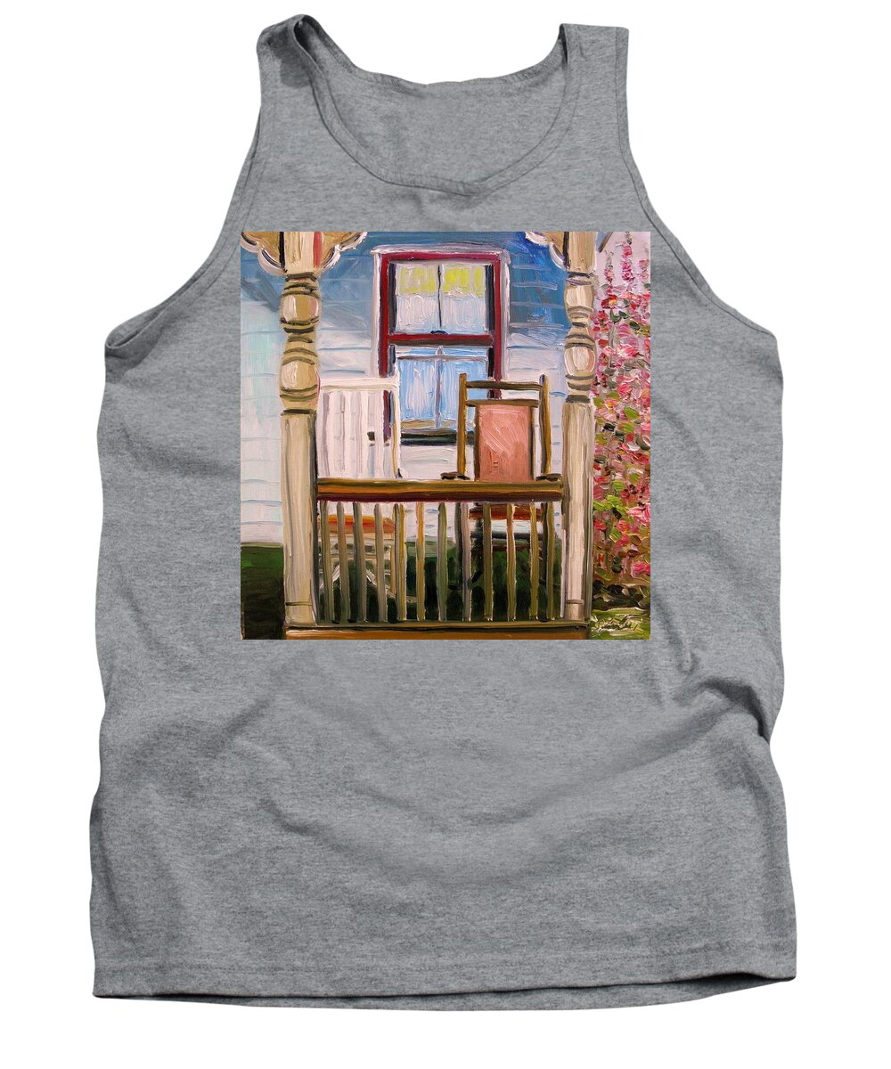 Porch Tank Top featuring the painting Cottage Rockers by John Williams