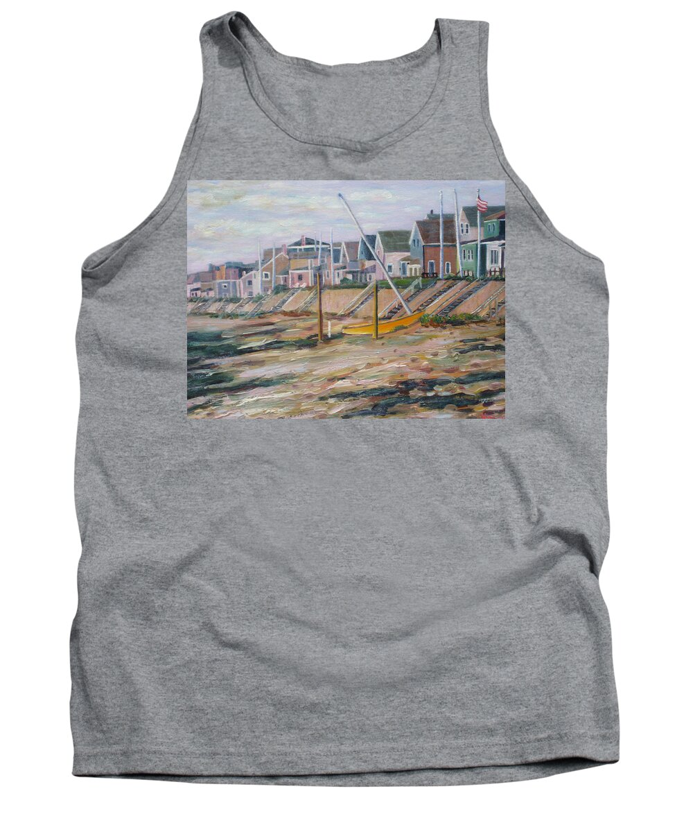 Beach Tank Top featuring the painting Cottages Along Moody Beach by Richard Nowak