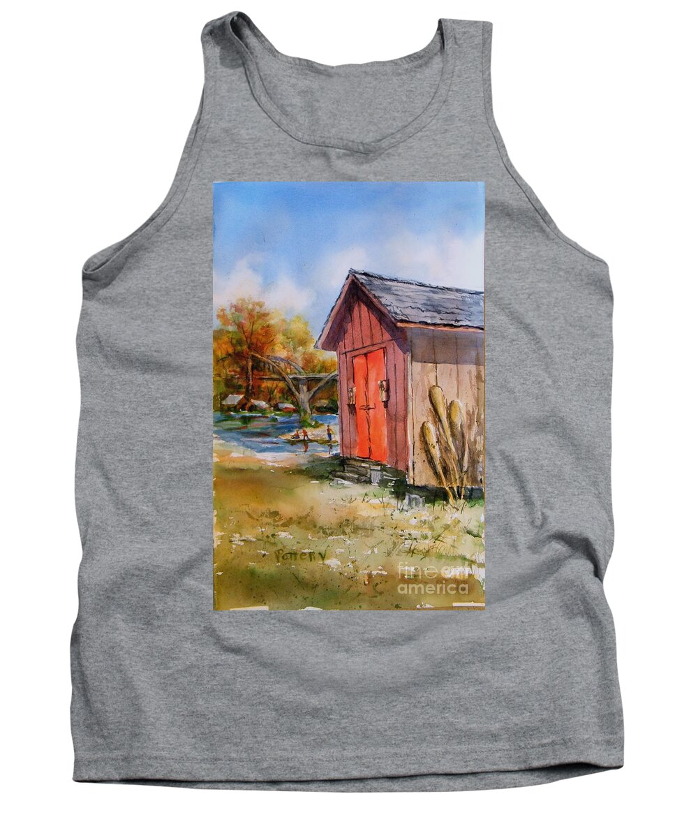 Shed Tank Top featuring the painting Cotter Shed by Virginia Potter