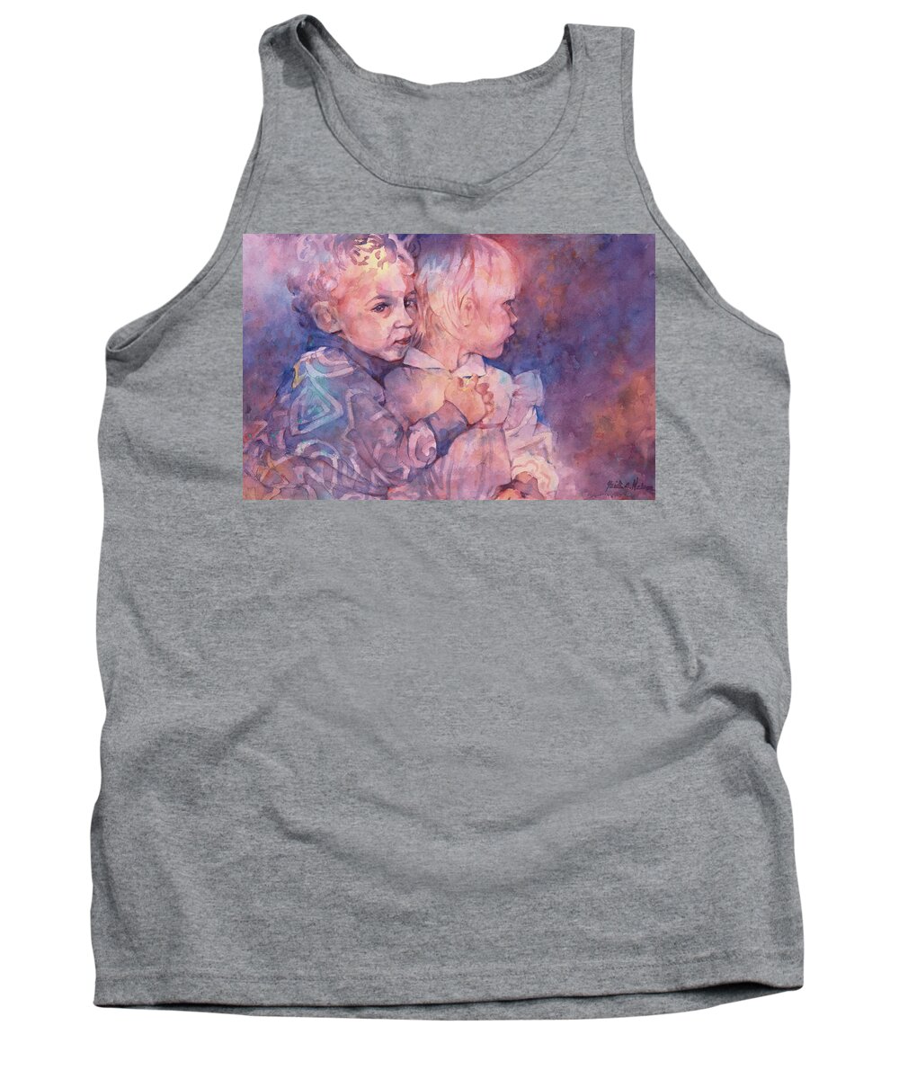 Portrait Tank Top featuring the painting Cousins by Heidi E Nelson