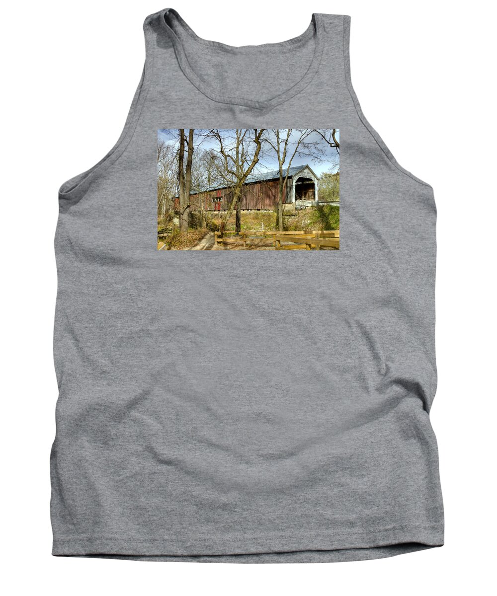 America Tank Top featuring the photograph Cox Ford covered bridge by Jack R Perry