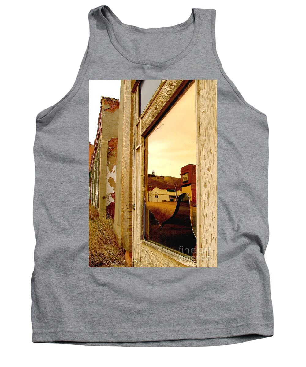 Mining Tank Top featuring the photograph Cracked Pane of History Victor Colorado by Carol Milisen
