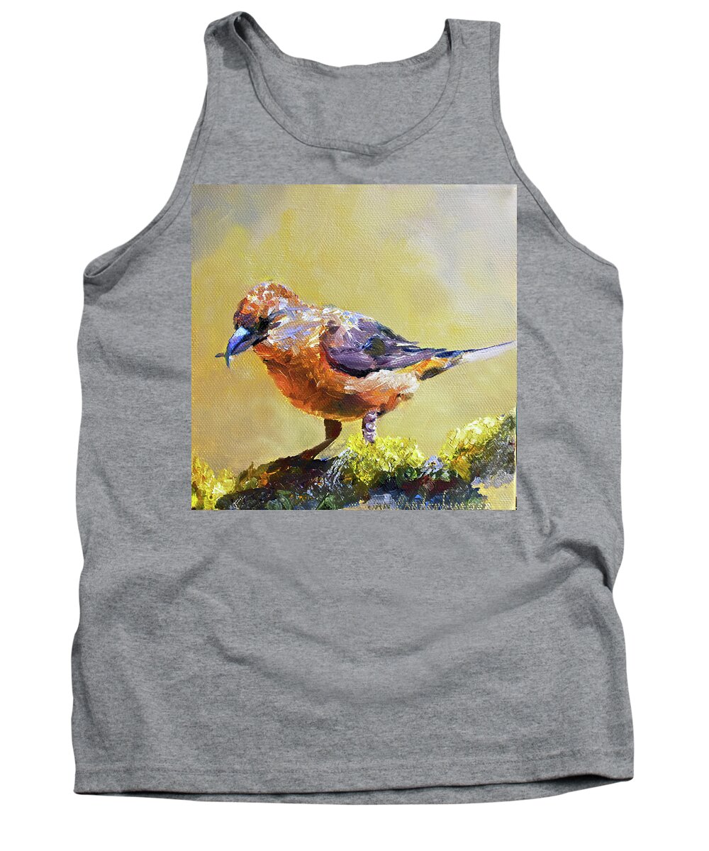 Bird Tank Top featuring the painting Crossbill by Jan Hardenburger