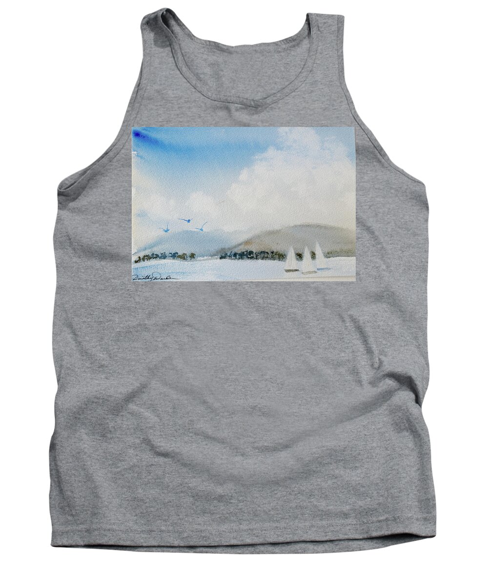 Beautiful Tank Top featuring the painting Cruising in Company along the Tasmania coast by Dorothy Darden