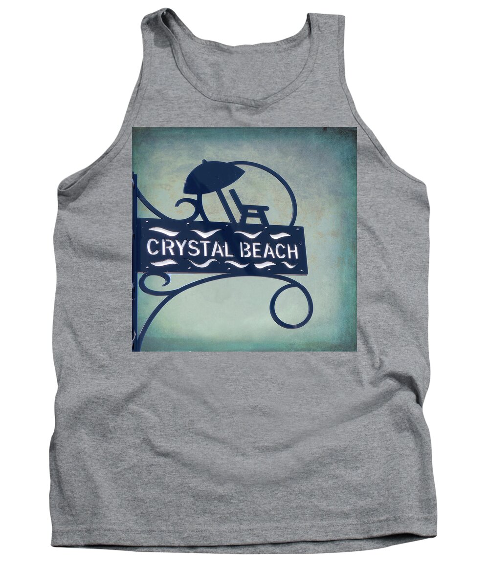Crystal Beach Tank Top featuring the photograph Crystal Beach Sign by Leslie Montgomery