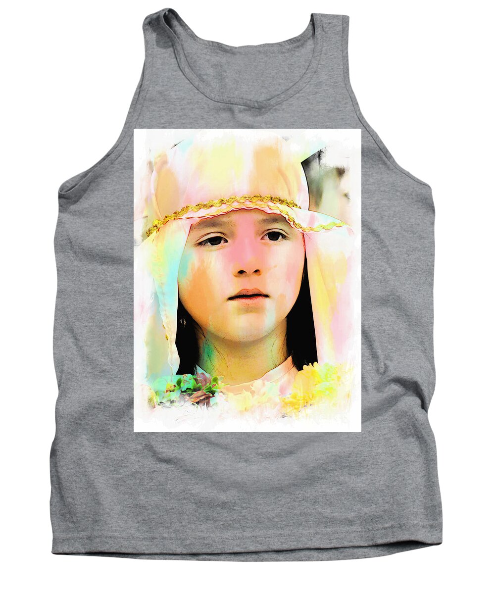 Girl Tank Top featuring the photograph Cuenca Kids 899 by Al Bourassa