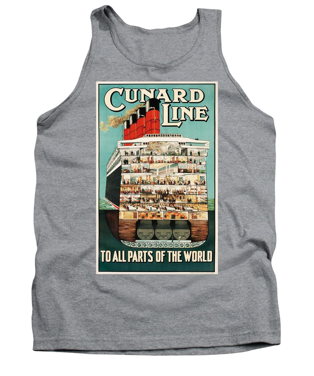 Ship Poster Tank Top featuring the painting Cunard Liner Poster by Vincent Monozlay