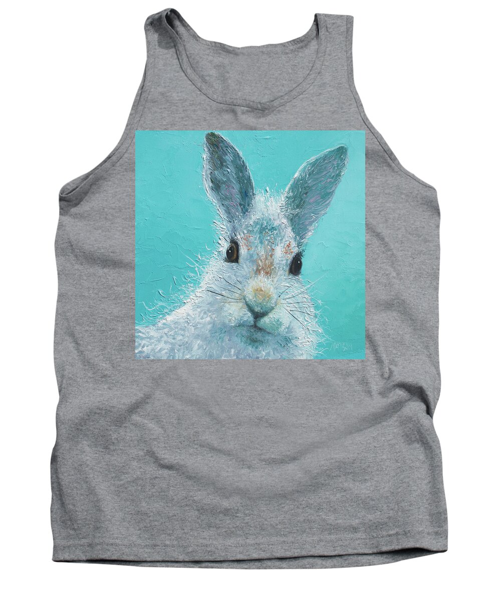 Bunny Tank Top featuring the painting Curious Grey Rabbit by Jan Matson