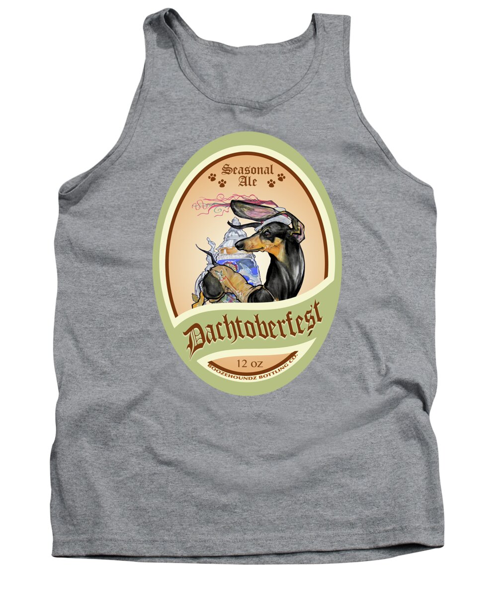 Beer Tank Top featuring the drawing Dachtoberfest Seasonal Ale by Canine Caricatures By John LaFree